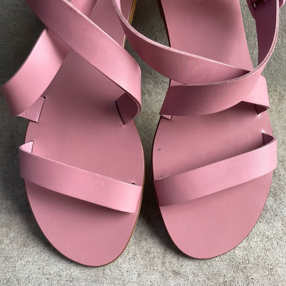 Everlane Italian Made Pink Modern Wrap Leather Sandals - Picture 13 of 15